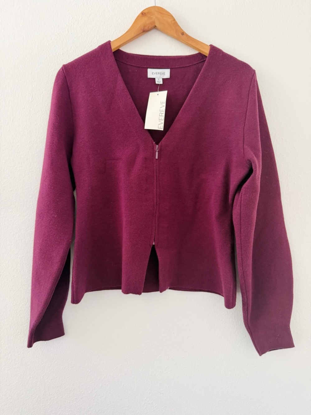 NWT Evereve May Cinched Waist Cardigan Zip V-Neck Blazer Dark Wine